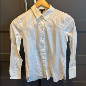 Ann Taylor Ivory Button-Up Blouse